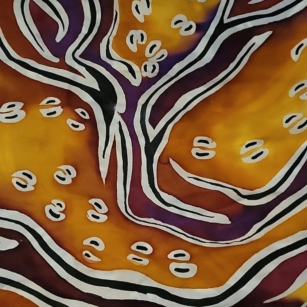 Vtg Bold Punk Tribal Animal Print Abstract Silk Scarf